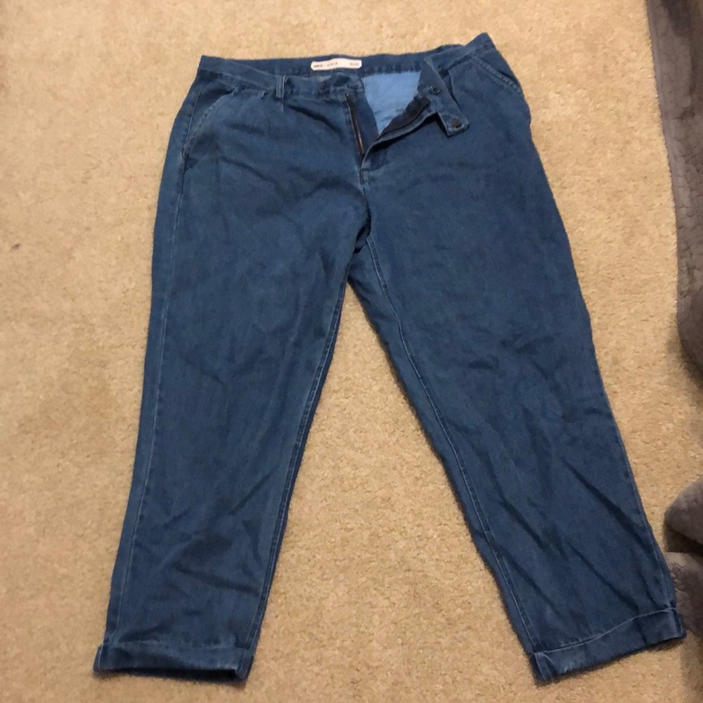 Pleated chambray crops